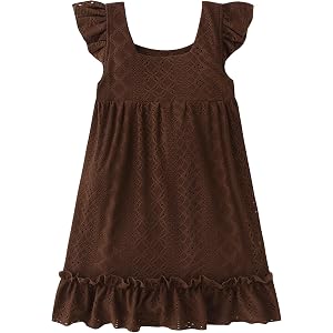 Toddler Baby Girls Dress Summer Ruffle Sleeve Casual Lace Dresses Kids Beach Boho Sundress