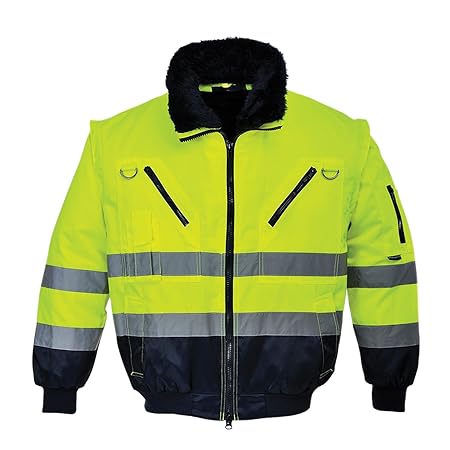 PORTWEST PJ50YNR4XL PJ50-Hi-Vis 3in1 Pilotjacke, gelb/marine 4XL