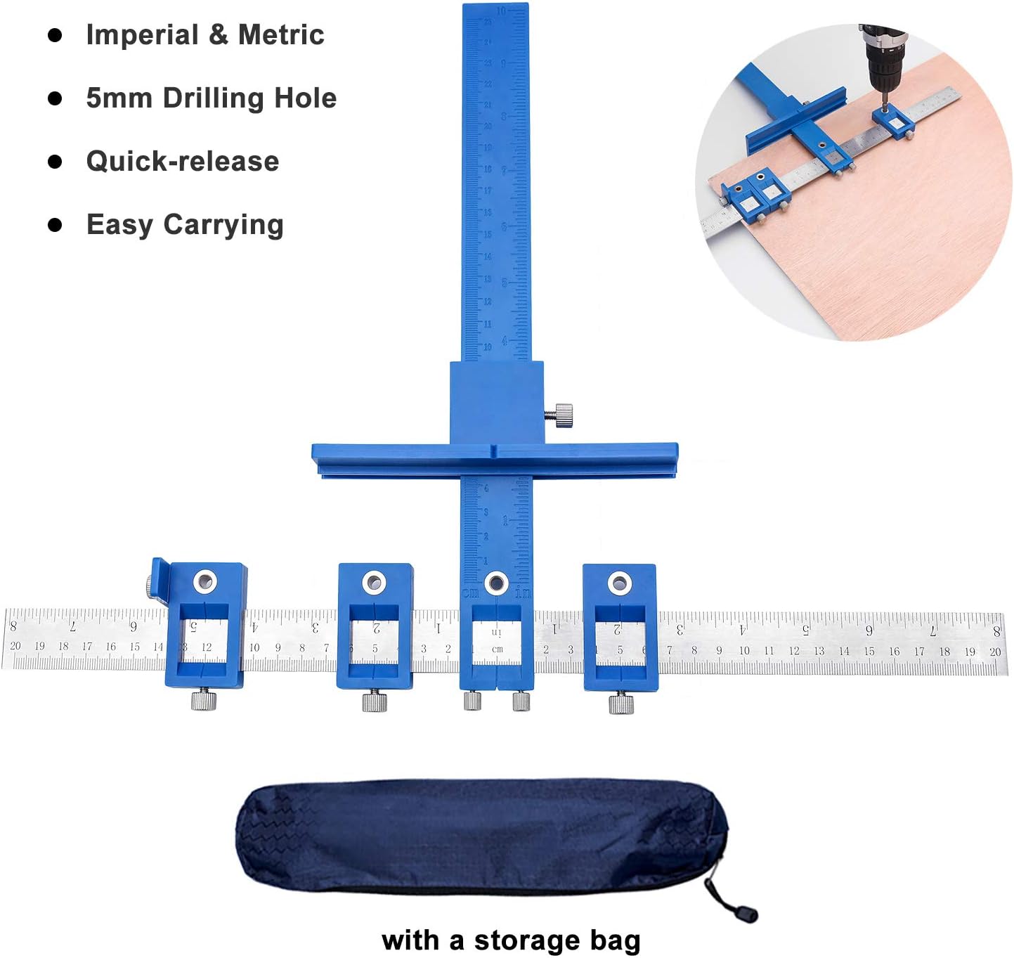 Drill Guide Jig Adjustable Handle Template Tool Guide Sleeve
