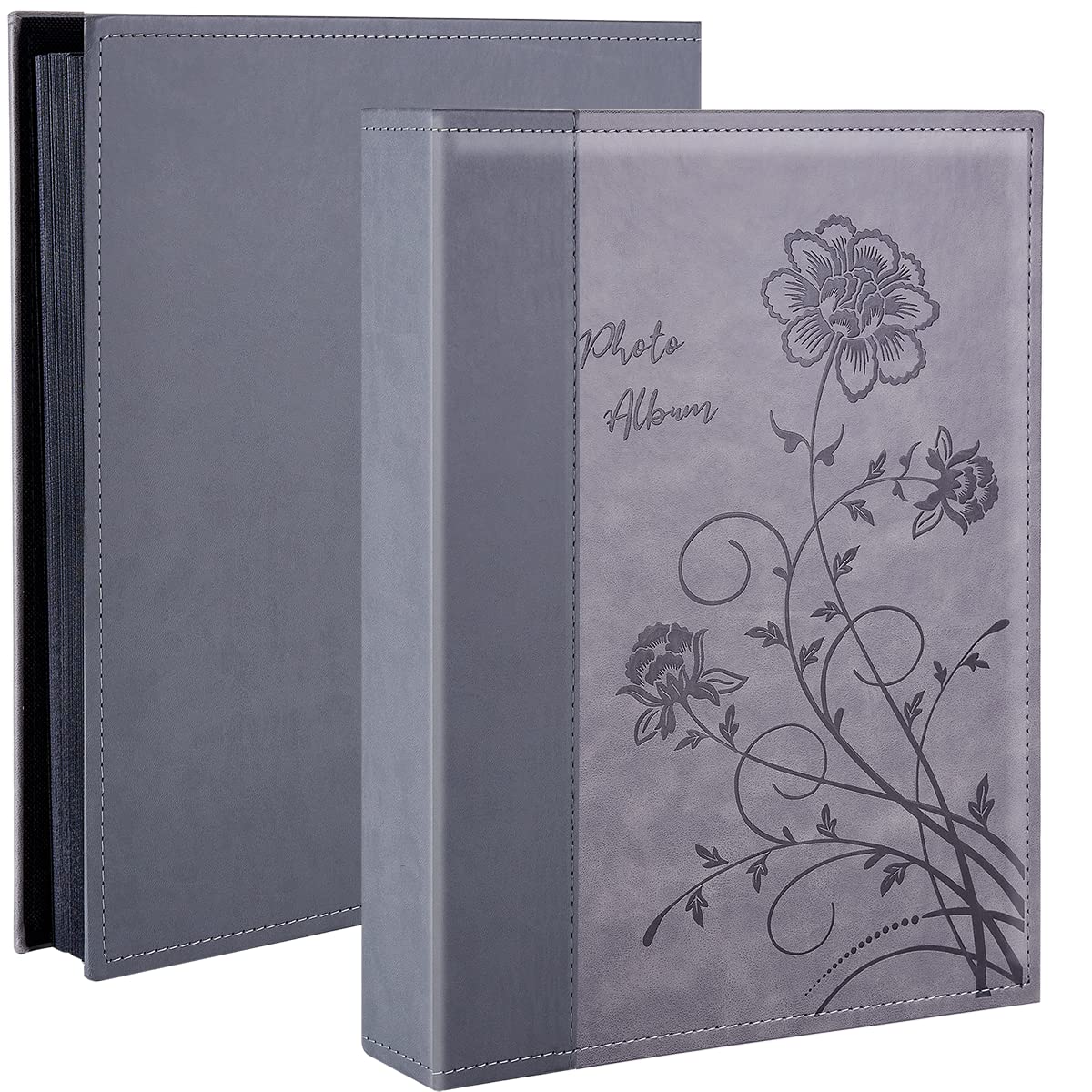 Miaikoe Photo Album 6x4 300 Photos Slip in, Extra Large Capacity Leather Cover Wedding Family Picture Albums Holds 300 Horizontal 10x15cm Landscape Photos(Grey)