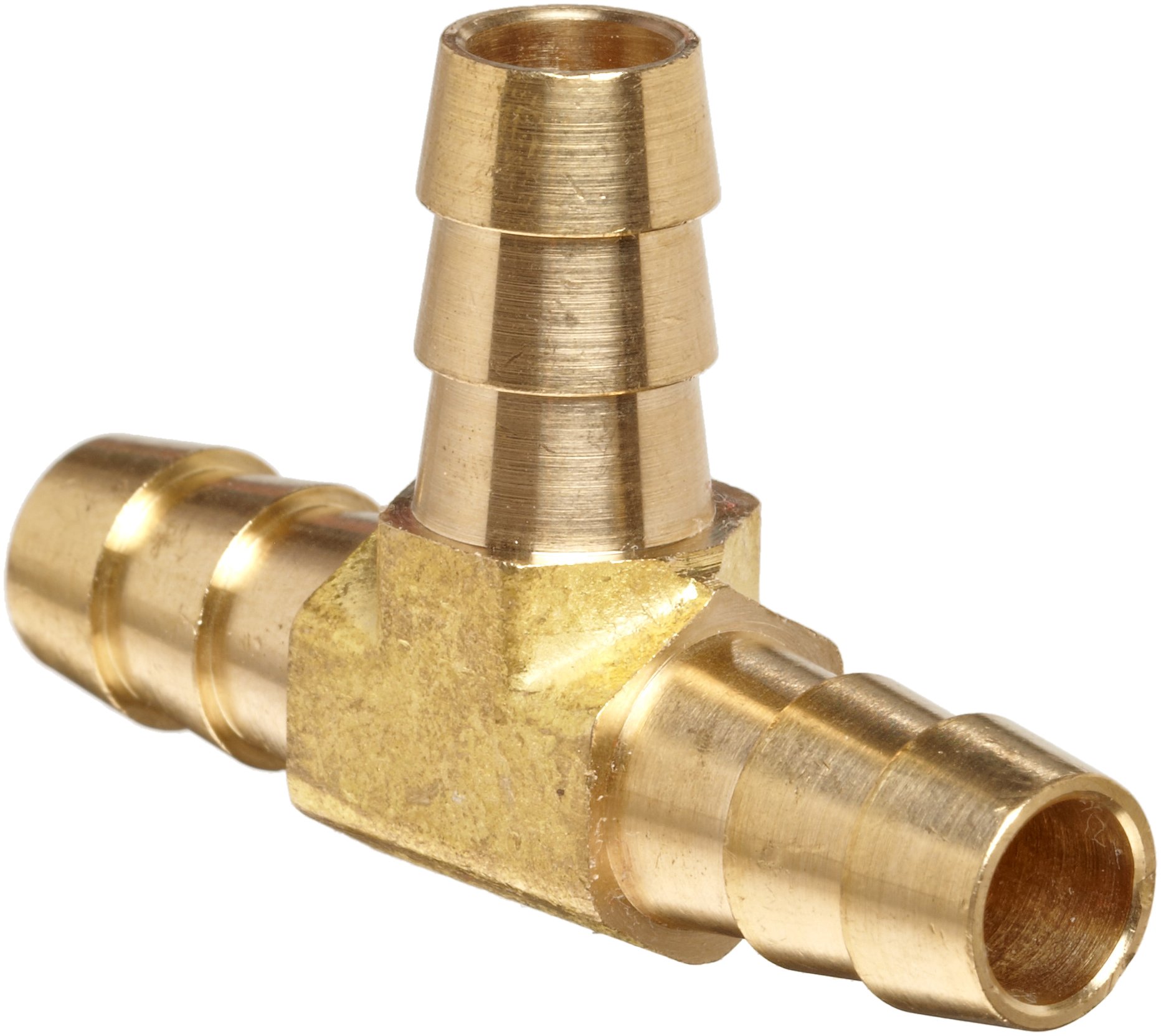 Anderson Metals Brass Hose Fitting, Tee, 1/4" X 1/4" X 1/4" Barb on