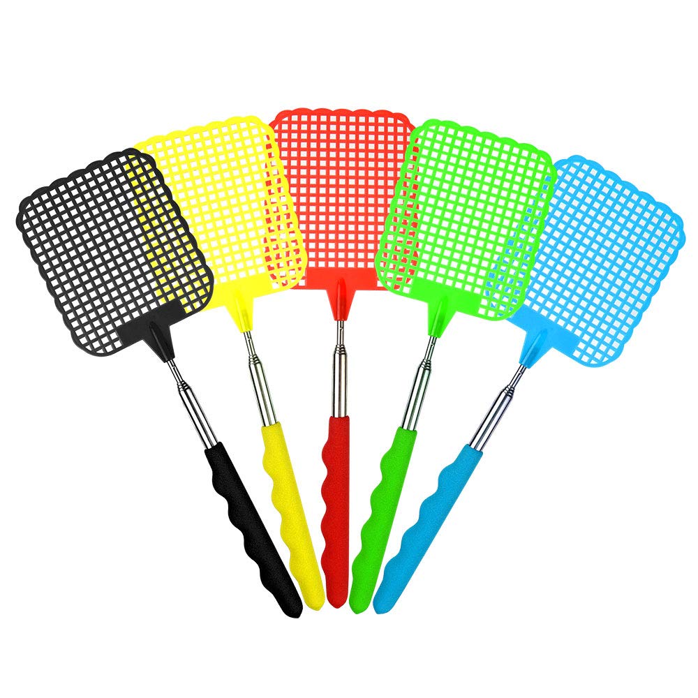 TUPARKA 5 Pack Telescopic Fly Swatters, Manual Adjustable Swat Pest Control Durable Extendable Handle House Wife Helper