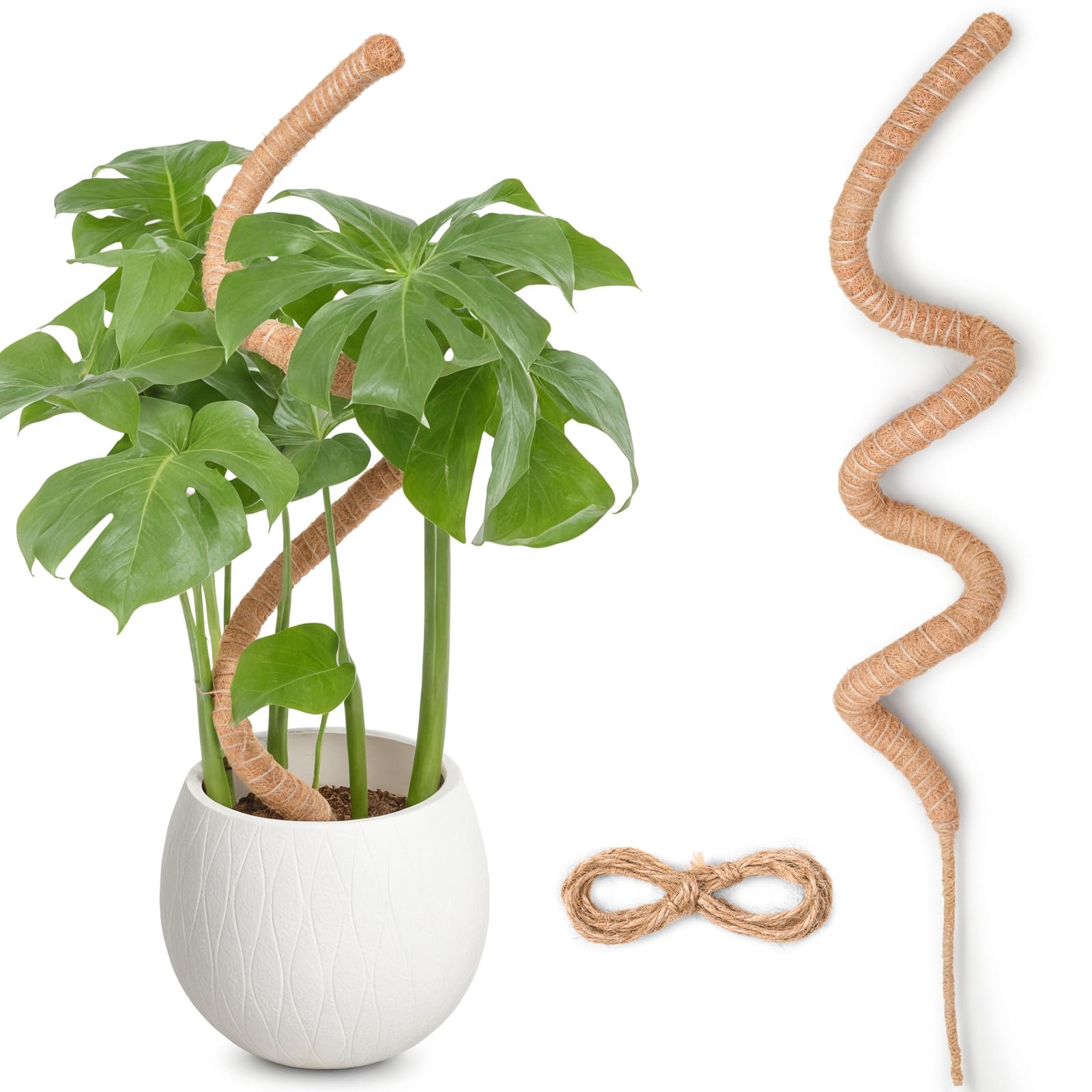 Bendable Moss Pole for Plants, SproutMaven 120cm/47inch Monstera Moss Pole kit for Climbing Plants Handmade Slim Plant Stakes for Indoor Plants