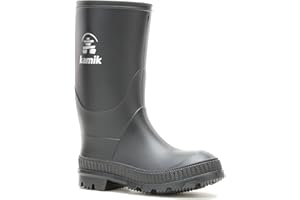 Kamik Kids Stomp Waterproof Rain Boots,Black,4