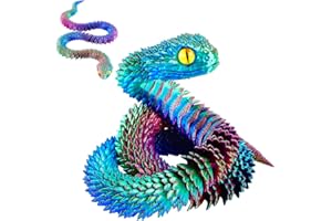 SUMLAND 3D Printed Snake,3D Printed Animals, 24 Inch 3D Printed Fidget Toys，Articulated 3D Printed Crystal Anaconda，Home Office Executive Desk Decoration Red Green Blue