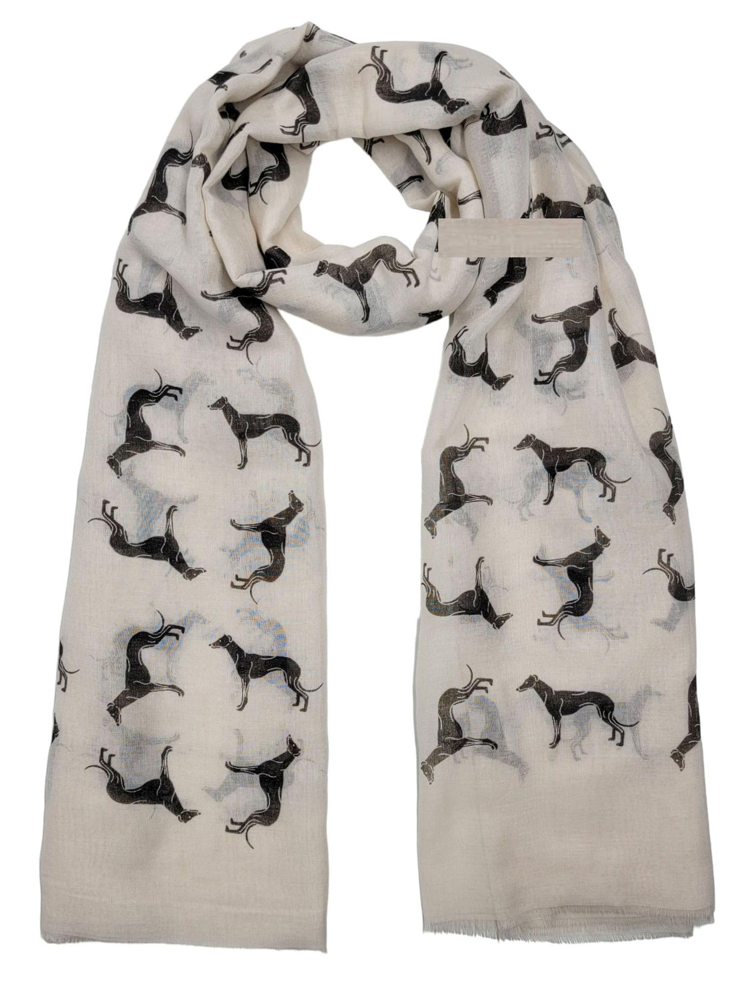 GFM® Women's Greyhound Dogs Print Scarf - Lightweight Spring Summer Ladies Shawl Wrap - Soft Viscose - 180cmx90cm-GH Beige-(PSCF-88-GH-TR) — image 1