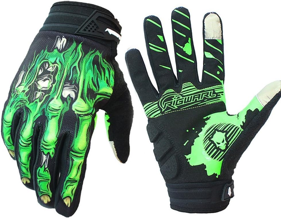Rigwari Skeleton Cycling Gloves Motorcycles Gloves Off-Road Vehicle MTB, Bicycle Gloves Shock Absorption Non-Slip Touch Screen Design,for Various Outdoor Sports.