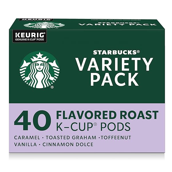 STARBUCKS K-CUP COFFEE PODS, FLAVORED HOT OR ICED COFFEE, VARIETY PACK, 40 KEURIG PODS
