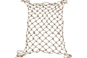 ERFEI Jute Hemp Rope Net (3ftx6ft), Heavy Duty Natural Climbing Safety Rope Netting Balcony Stairs Fence Garden Playground Protection Net Indoor & Outdoor Decor Rope Net