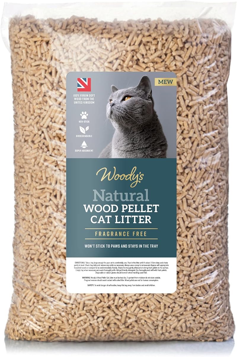 Vivo Technologies Large 30L Natural Wood Pellet Cat Litter Premium Absorbent