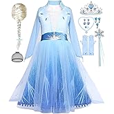 iTVTi Princess Costume for Little Girls Snow Princess Dress Blue Cosplay Outfit Halloween Carnival Party Christmas