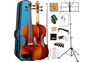 AILEEN MUSIC Aileen Solid Wood Violin 4/4 Full Size for Adults Beginners, Fiddle Set for Kids Students Starters Age 12+
