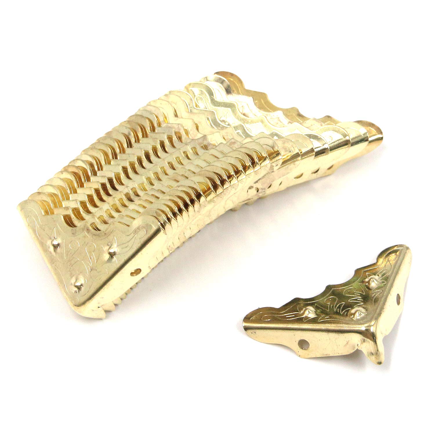 T Tulead Golden Corner Protectors 1.26-Inch Corner Bracket Box Corner Guard Protector Furniture Decorative Corner Guard Pack of 24 with Mounting Screws