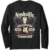 Nashville Music City Tshirt Women Men Tennessee Rock Country Long Sleeve T-Shirt