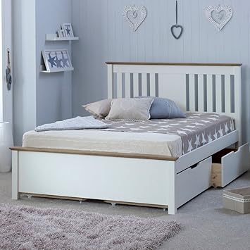 Wooden Bed Happy Beds Chester White Oak Multicolour Wood
