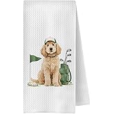 OVAcational Golf Goldendoodle Dog Kitchen Towels, Goldendoodle Gifts for Women Men Decorative Hand Towels for Bathroom, Golf Lover Gifts Dish Tea Towel for Kitchen, 16x24 Inch
