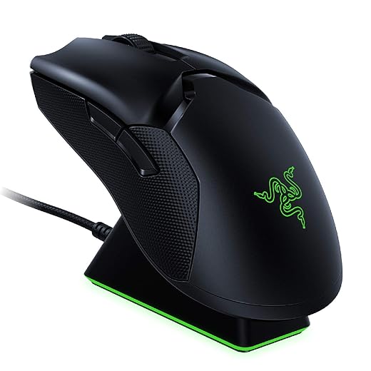 Razer Viper Ultimate Hyperspeed Lightest Wireless Gaming Mouse & RGB Charging Dock: 8 Programmable Buttons, 20K DPI Optical Sensor, Fastest Gaming Mouse Switch, Chroma Lighting,70 Hr Battery
