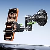 MAGIC JOHN Car Phone Holder, Ultra-Durable Mteal Phone Holders for Your Car, 360° Rotation Cell Phone Car Mount for Windshield, Suction Cup Car Phone Mount for iPhone Samsung All Smartphone