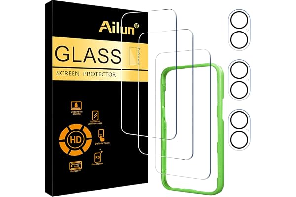 Ailun 3 Pack Screen Protector for iPhone 17 [6.3 inch] + 3 Pack Camera Lens Protector with Installation Frame,Sensor Protecti