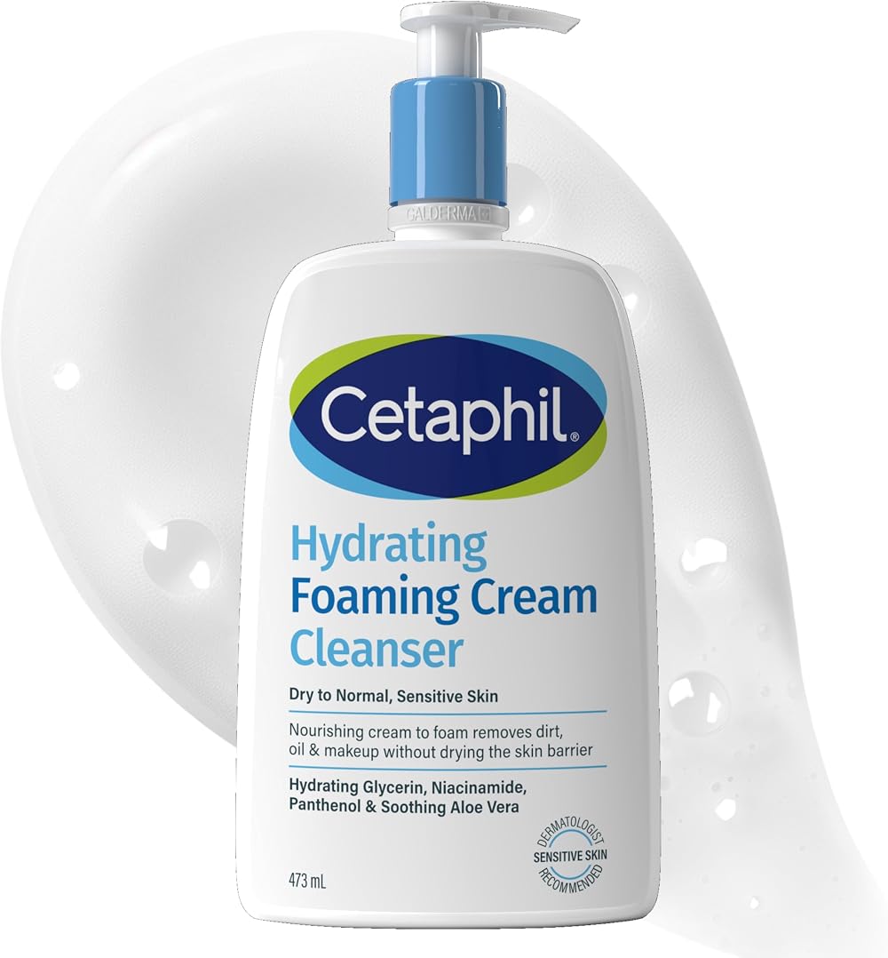 Cetaphil Hydrating Foaming Cream Cleanser 473ml Niacinamide Vegan