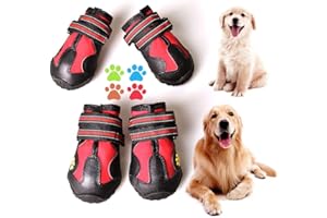 CovertSafe& Dog Boots for Dogs Non-Slip, Waterproof Dog Booties for Outdoor, Dog Shoes for Medium to Large Dogs 4Pcs with Rug