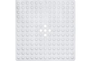 ENKOSI Square Shower Anti Slip Mat - Non Slip Shower Mat - Bath Mats for Shower Stall - Shower Mats for Showers Anti Slip - Shower Mat Square PVC Rubber Shower Mat - Inside Shower Mat (21x21 White)