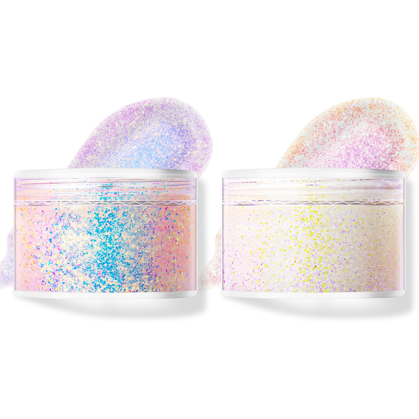 LOPHE Body Glitter Gel - 2 Pack Vibrant Face & Body Sparkle for Festival, Rave, Cosplay - Reflective Mermaid Cosmetic Glitter for Lips, Hair, Skin - Long-Lasting Shimmer Gel Makeup