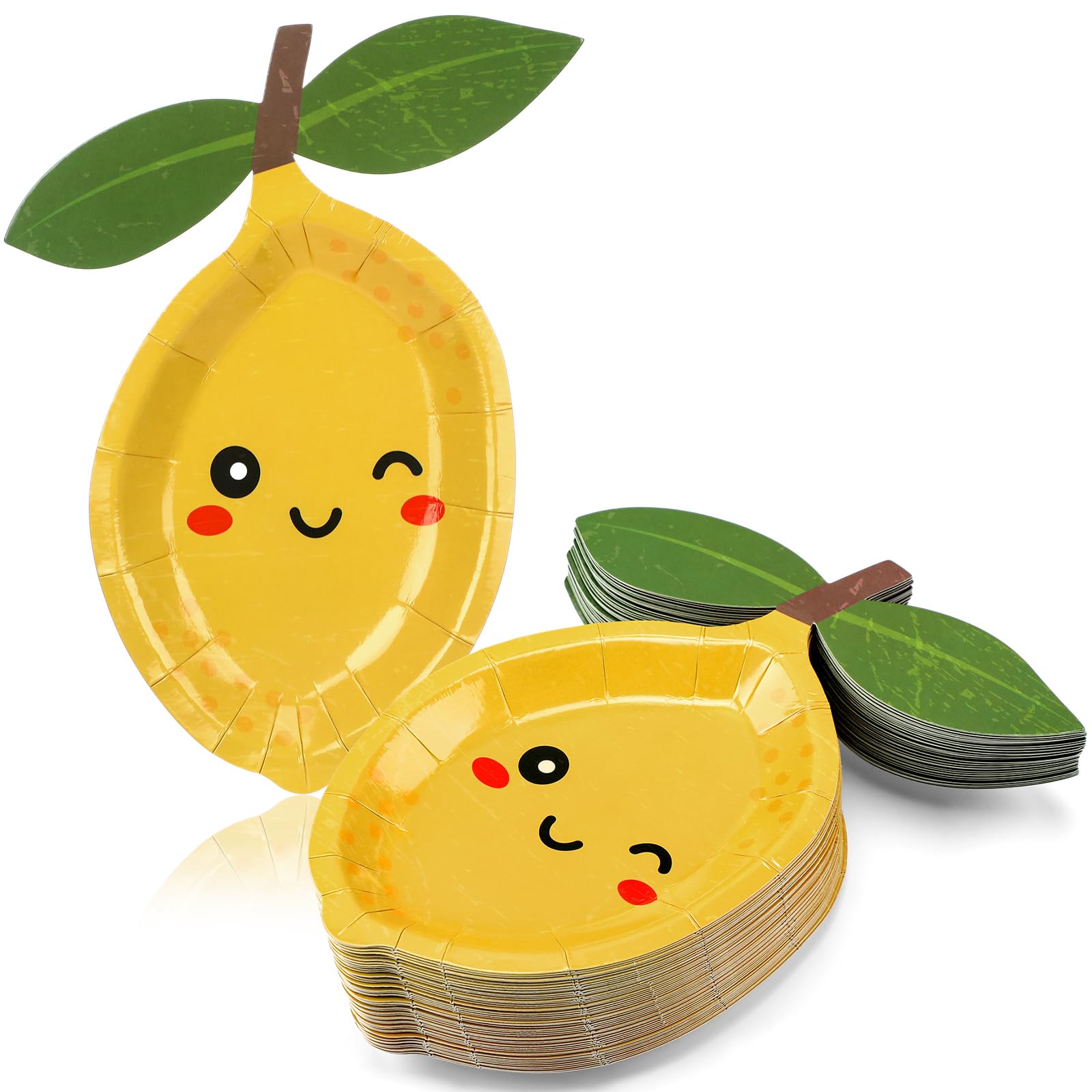 Photo 1 of Havawish 50 Pcs Lemon Shaped Paper Plates 8.6 x 7 Inch Disposable Dessert Plates Fruit Summer Decorative Dinner Supplies for Wedding Baby Shower Summer Lemon Party Table Decorations