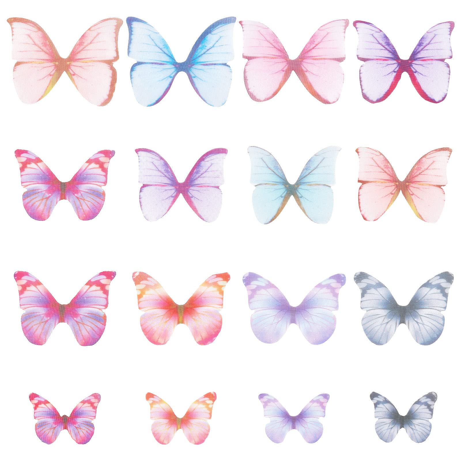 SUNNYCLUE 1 Box 160Pcs 16 Styles Fabric Butterfly Wing Charms 3D Butterfly Ornament Organza Dragonfly Wings Polyester Butterflies for jewellery Making Charms Necklace Hair Clip DIY Crafts — image 1