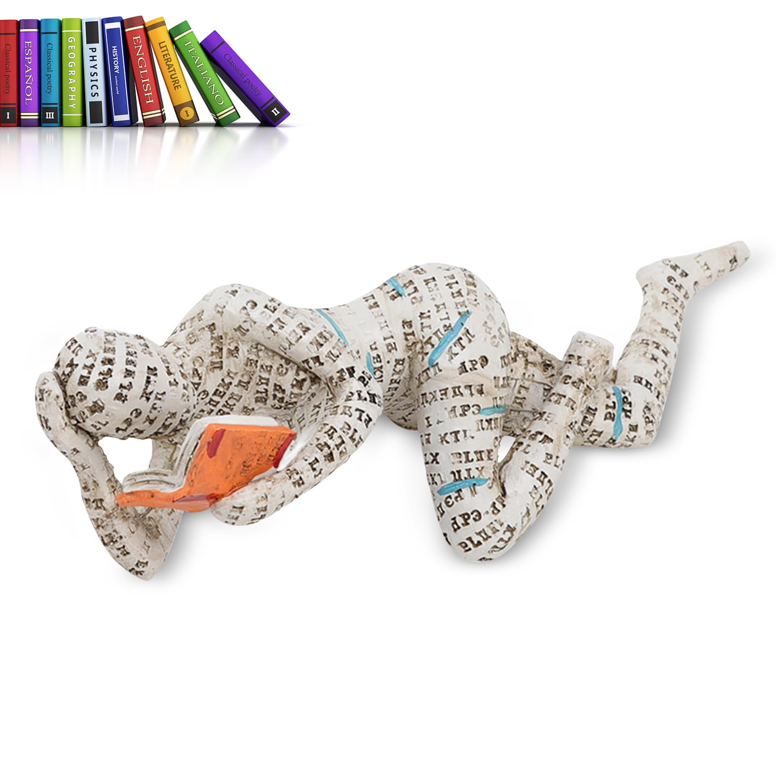 Cyrank Bookworm Sculpture Resin Abstract Thinker Sculpture, Reading Woman Figurine Resin Abstract Reading Figurine Sculptures Pulp Woman Reading Bookshelf Decor Mantelpiece Ornaments