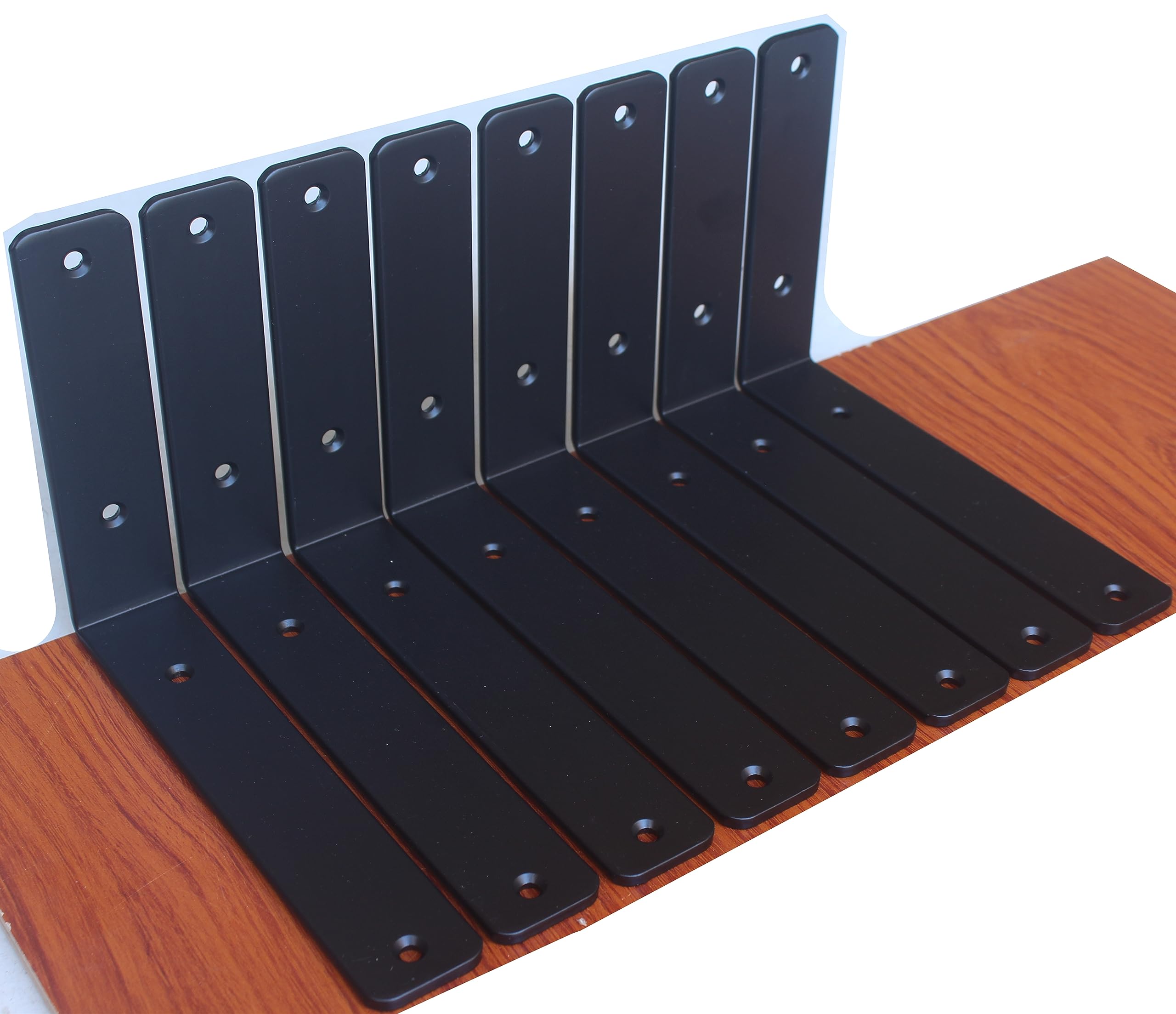 Photo 1 of 10 Pack - L 8" x H 6" x W1.5, 5mm Thick Black L Shelf Bracket, Iron Shelf Brackets, Metal Shelf Brackets, Floating Shelf, Shelf Supports with Screws