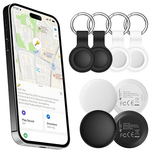 2025 New [Apple MFi Certified] (iOS Only) Air Tracker Tags-4 Pack, Bluetooth Tracker for Apple Find My, Key Finder and Item Locator Smart Tag for Vehicles, Wallet, Keys, Luggage, Suitcases, Pets