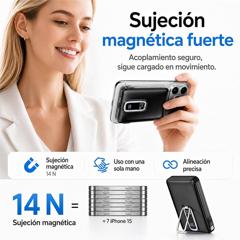 para MagSafe Power Bank iPhone, 10000mAh Batería Externa Carga Rápida USB-C — foto 4 de 8