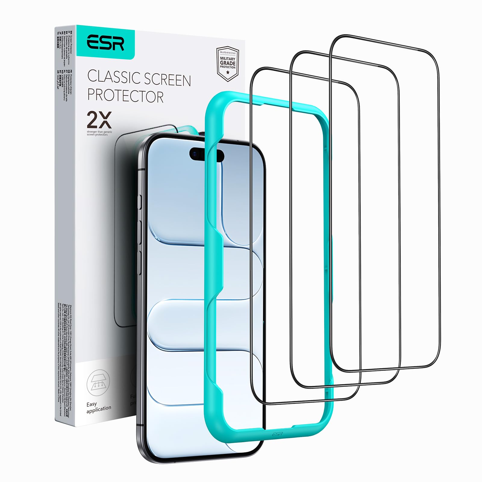 Photo 1 of ESR 3 Pack for iPhone Air Screen Protector, [9H Hardness] [Military Grade Shatterproof] Full Coverage Tempered Glass Film with Easy Installation Tool, HD Clear, Scratch Resistant