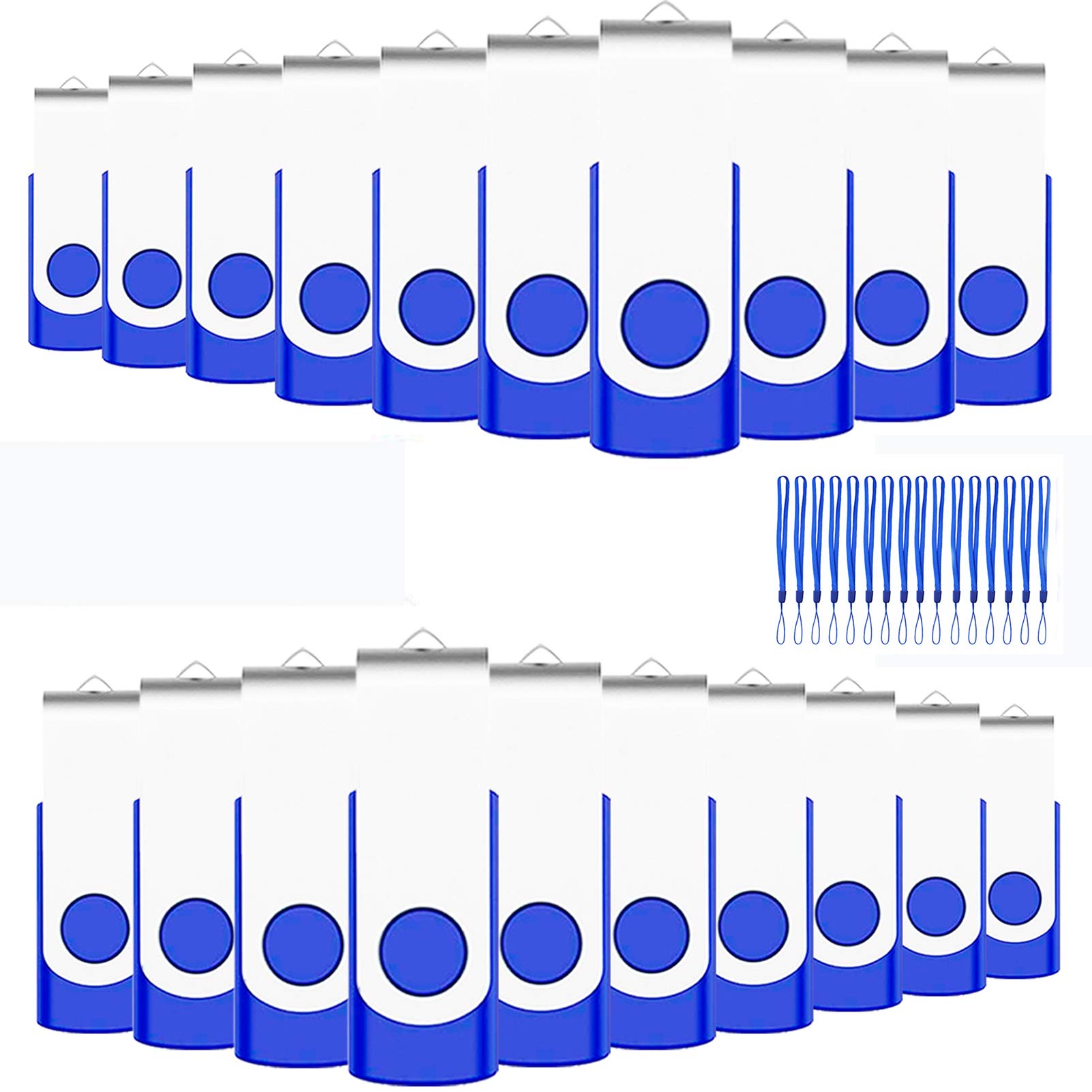 8GB USB Bulk Flash Drives 100 Pack, EASTBULL USB 2.0 Flash Drive Bulk Thumb Drive Pack Memory Stick Swivel Pen Drives (Blue)