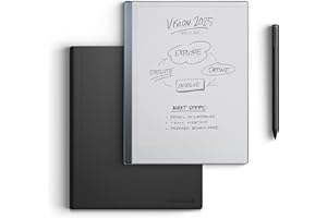 reMarkable Essentials Bundle – Leather | Tablet, Marker Plus Pen with Eraser, Book Folio Cover in Black Premium Leather, and 