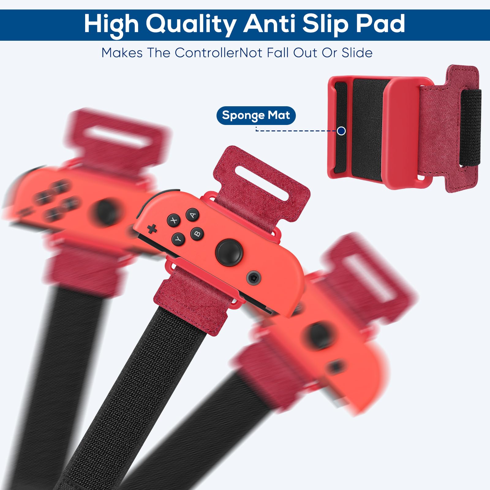 Auarte 2 Pack Wrist Band for Nintendo Switch Dance Games, Adjustable Wrist Strap for Just Dance 2025, 2024, 2023, 2022, 2021, 2020,Unlimited ＆ Zumba, Switch Accessories for Switch/OLED Joycon,Red Blue