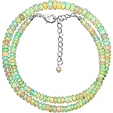 CRYSTALINES Natural Gemstone Beaded Choker Necklace for Women, Handmade Bohemian Jewelry, Healing Crystals, Silver Plated Necklace, Christmas Gift for Women, Size-18inch