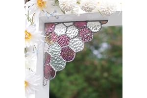 AIZESURO Beehive Handmade Stained Glass Iredescent Honeycomb Corner Window Hanging, Suncatcher Panels Decor for Home, Left or Right Side Usable, 7.08 x 7.08 inch Stunning Artwork for Room Decor