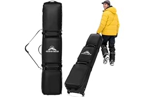 PolarcoForgeco Padded Rolling Ski Bag for Air Travel, Flodable Waterproof Snowboard Bag with Wheels, Wheeled Ski Boot Bags