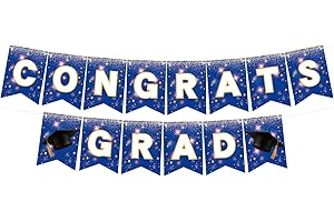 YQUQWN, Blue Graduation Banner - No DIY, Congrats Grad Banner, Blue and White Graduation Decorations 2024, Graduation Party Decorations 2024, Graduation Decorations Class of 2024