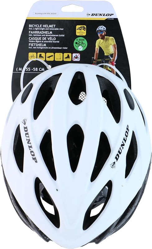 CASCO BICICICLETTA Ø55-58 CM - BICICLETTA UOMO DONNA - LEGGERO CON VENTILAZIONE E CINGHIA - BIANCO PER TUTTO I