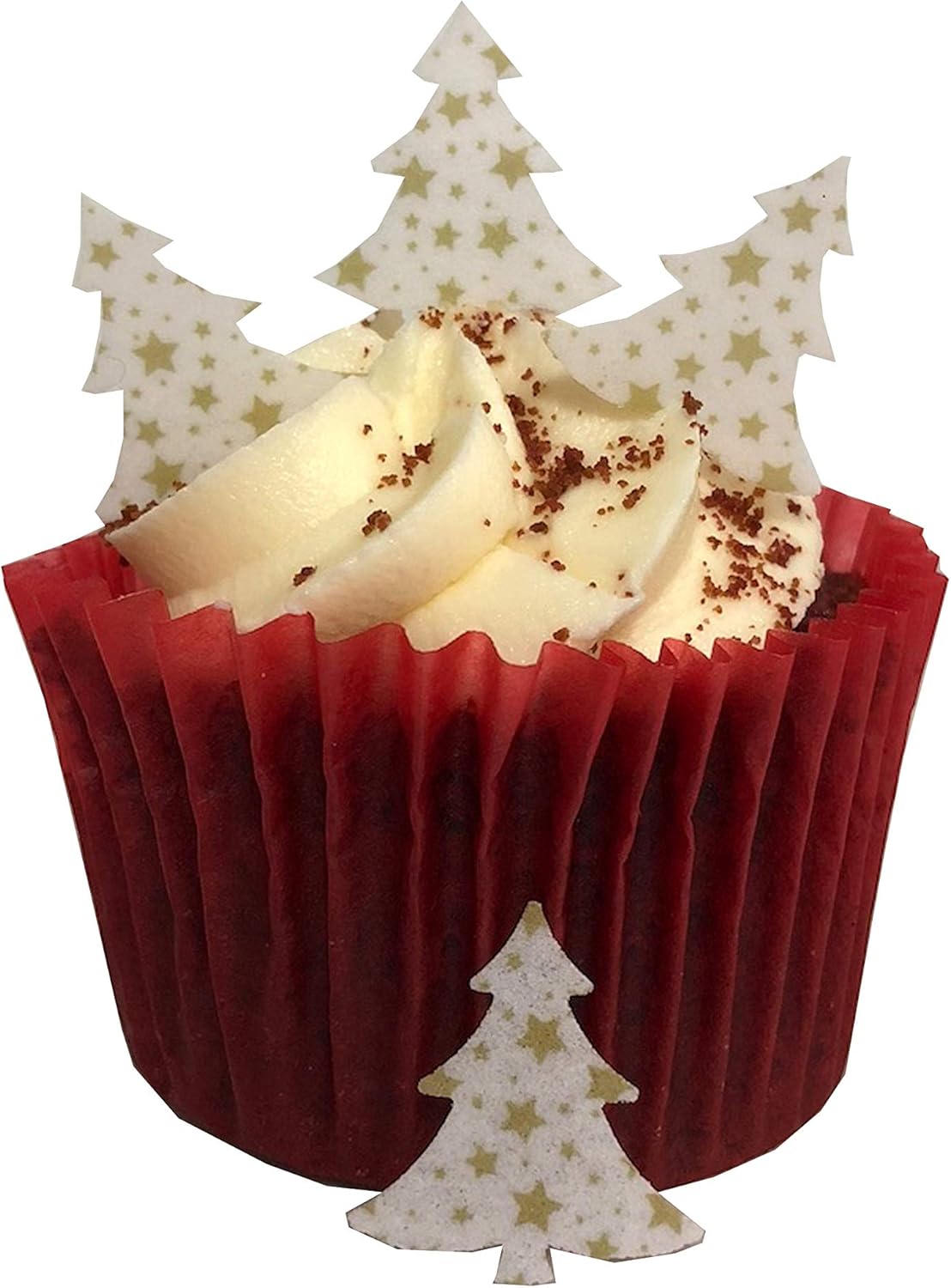 50 Precut Edible Wafer Paper Mini Gold Star Patterned Christmas Tree Cake Toppers Perfect For Christmas Cupcakes Or Table Decorations Amazon Co Uk Kitchen Home