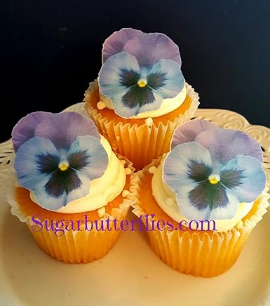 Edible Wafer Paper Pansy Flower Cake Decorations Cupcake Toppers