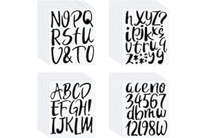 Outus 576 Pieces 8 Sheets Letters Stickers Self Adhesive Vinyl Letter Alphabet Number Stickers Mailbox Numbers Sticker, Decals for Classroom Decor, Sign, Door(Black,4 Inch)