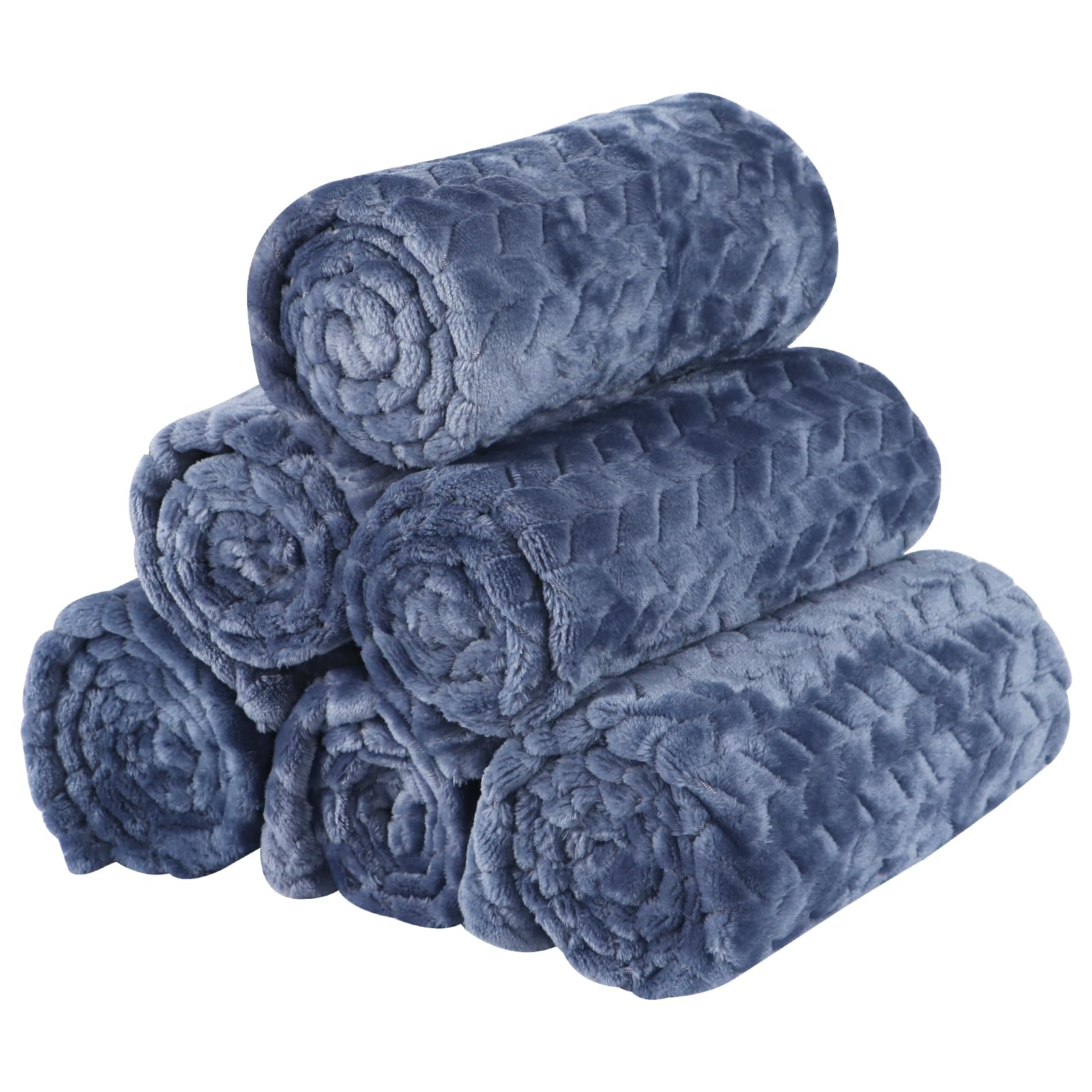 BVAGSS 6 Pack Small Dog Blanket, Super Soft Warm Pet Cover Blankets, Puppy Fleece Flannel Blanket for Small Medium Dogs Cats XH075 (76 x 52 cm, Blue Wheat Ears)