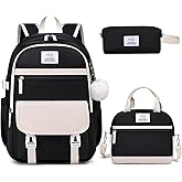 MOMUVO School Backpack Set for Girls,3pcs Bookbag with Lunch Box Pencil Case Kids School Bag Set