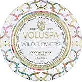 Voluspa Wildflowers, Mini Tin Candle, 4 Ounce, 25 Hour Burn Time, Coconut Wax for Clean Burning, Handcrafted in The USA