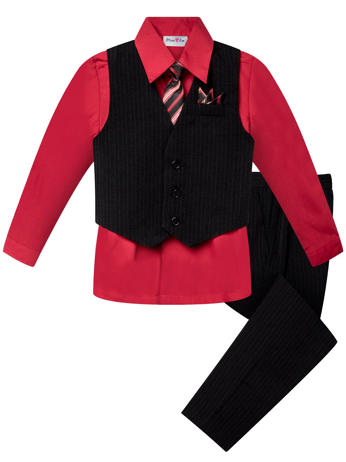 OLIVIA KOOBaby and Big Boy's 4 Piece Pinstripe Vest Suit Set (Size S to 20)