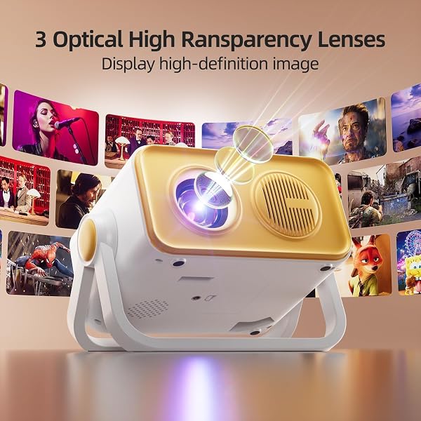 BKZ 2026 PGRADED 360°ADJUSTABLE DUAL STAND AI AUTO KEYSTONE ELECTRIC FOCUS MINI PORTABLE PROJECTOR WITH BLUETOOTH 5.4, 1080P SUPPORT OUTDOOR MOVIE PROJECTOR COMPATIBLE WITH HDMI/USB/PHONE